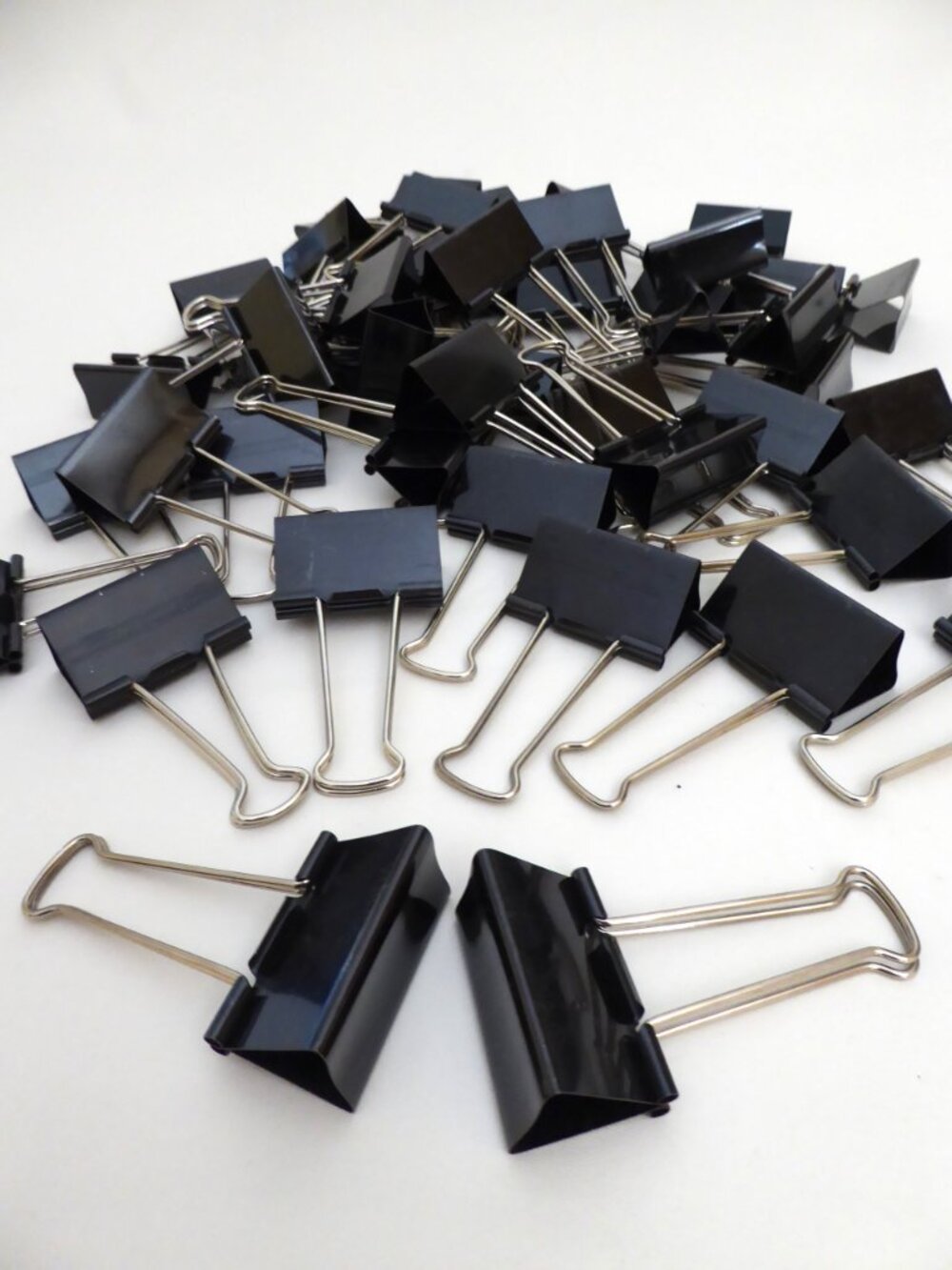 2” x 1” EXTRA LARGE BLACK BINDER PAPER CLIPS CLAMPS 50 PIECES USED